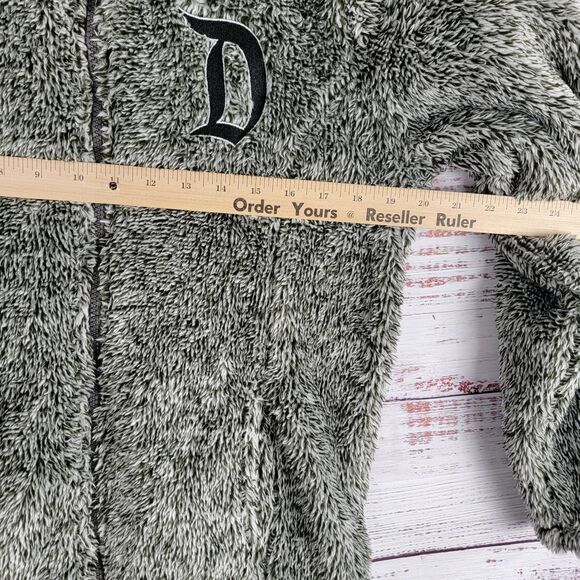 Disney Disneyland Fuzzy Fleece Jacket Womens Sz S Gray Embroidered Logo Full Zip - Picture 5 of 10